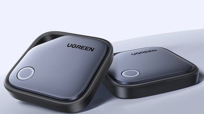 Two UGREEN FineTrack Air Tracker against a grey background