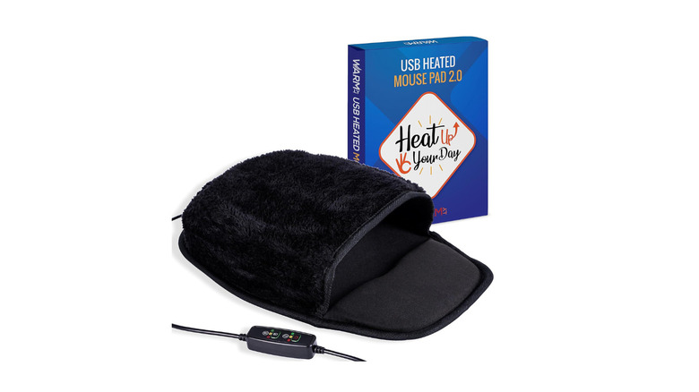 Heated mouse pad on white background