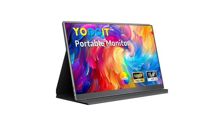 Portable monitor on white background