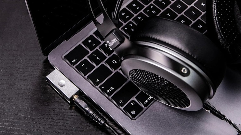 Linsoul Kiwi Ears Allegro Mini Portable IEM DAC connected to a laptop
