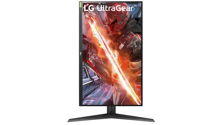 Lg 27GL83A-B 27-Inch Ultragear in vertical orientation.