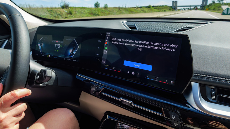 MyRadar app running on car console screen