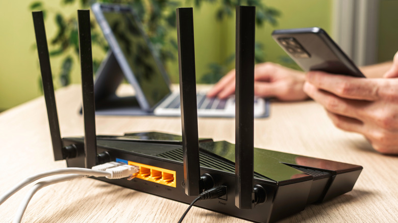 Wi-Fi router on a flat surface