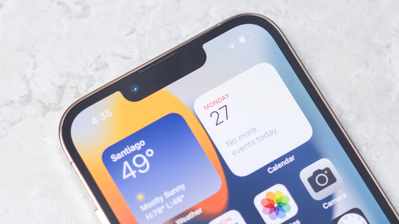 The Face ID cutout seen as a notch on the iPhone 13 series models.