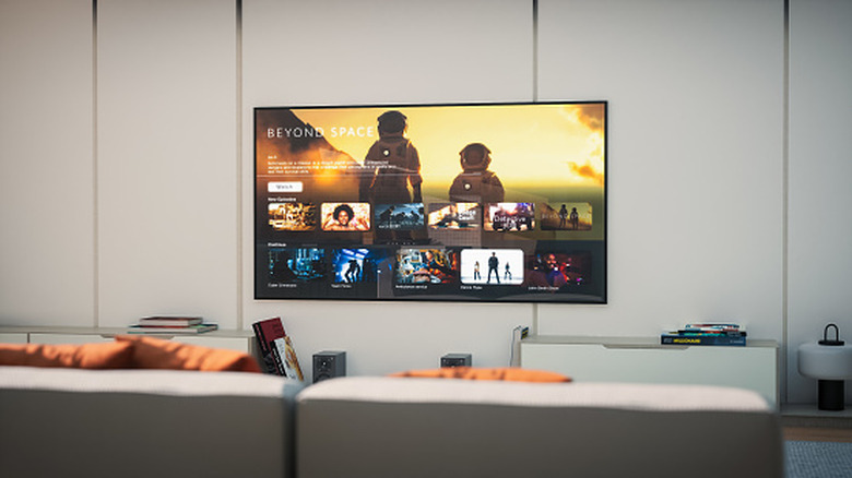 TV places in front of a couch