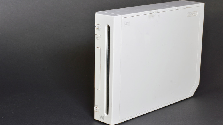 A Nintendo Wii on a black background.