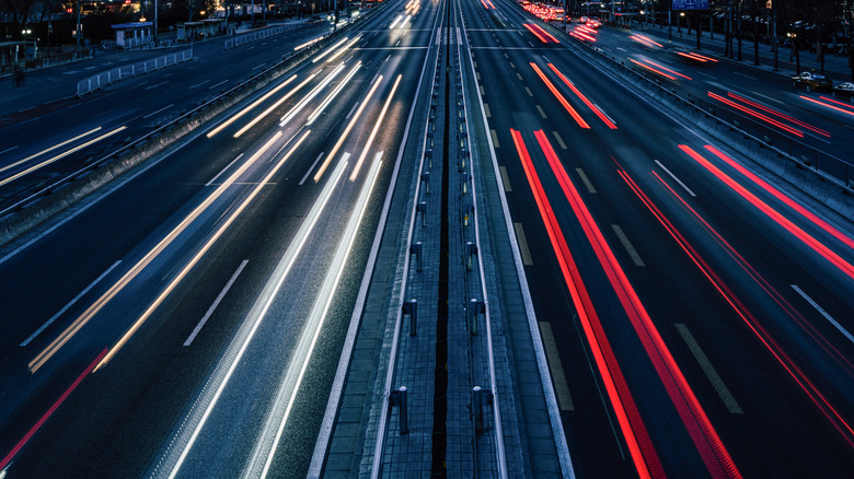 Busy traffic on a highway.