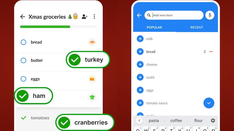 A pair of Listonic screenshots showing the app features