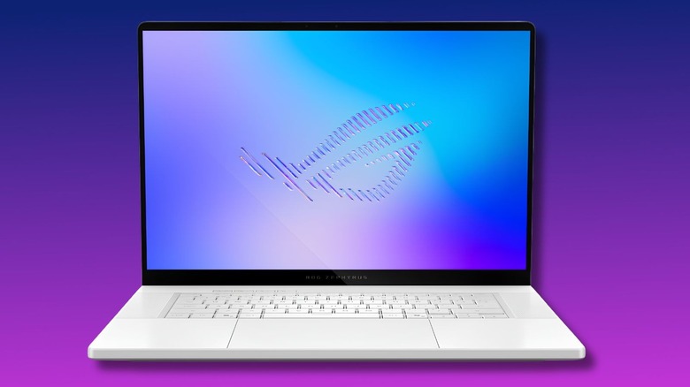 ASUS ROG Zephyrus G16 on a purple gradient background