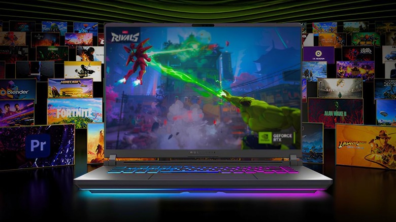 ASUS ROG Strix G16 playing Marvel's Rivals while showcasing other games than can be played in the background.
