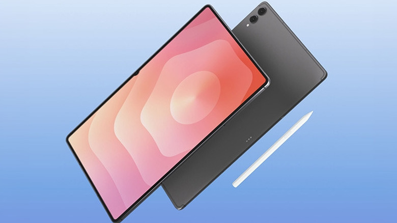 Samsung Galaxy Tab S11 Ultra shown with its stylus on a blue background.
