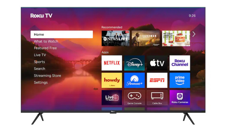 The Roku 55-inch Class Plus Series showing several apps on the home screen.