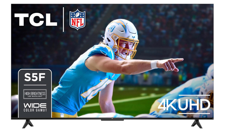 The TCL 55-inch Class S5 Series showing a football player on the screen