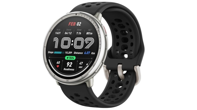 Amazfit Active 2 smartwatch with black sport band.