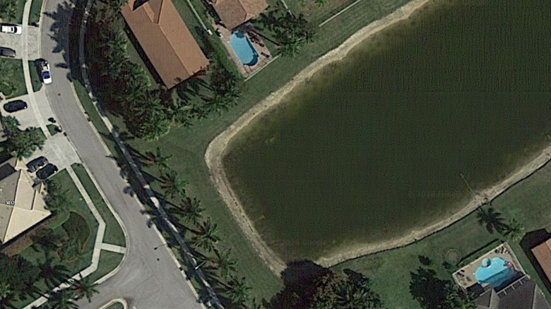 A satellite photo from Google Earth app showing a body of water