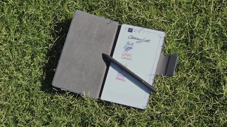 The reMarkabke Paper Pro on the grass