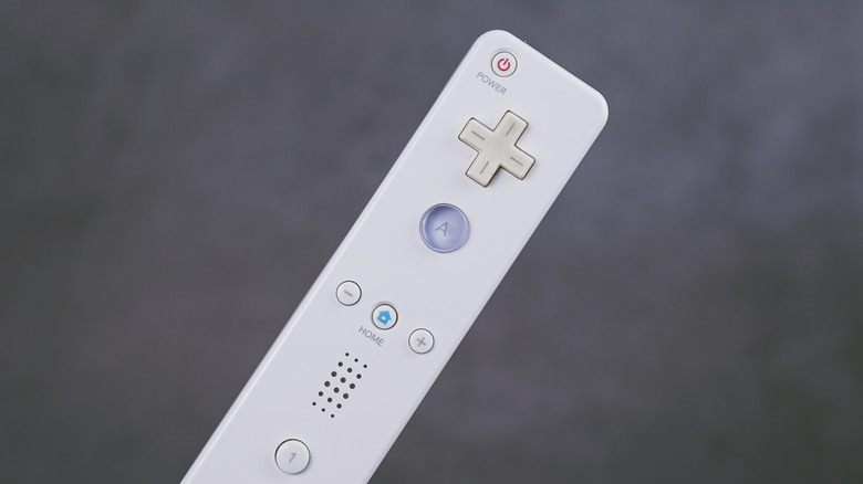 Nintendo Wii Remote on gray background