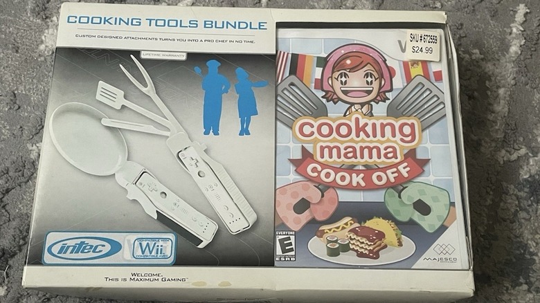 A Cooking Mama game with accessory bundle of cooking tools for the Wii Remote