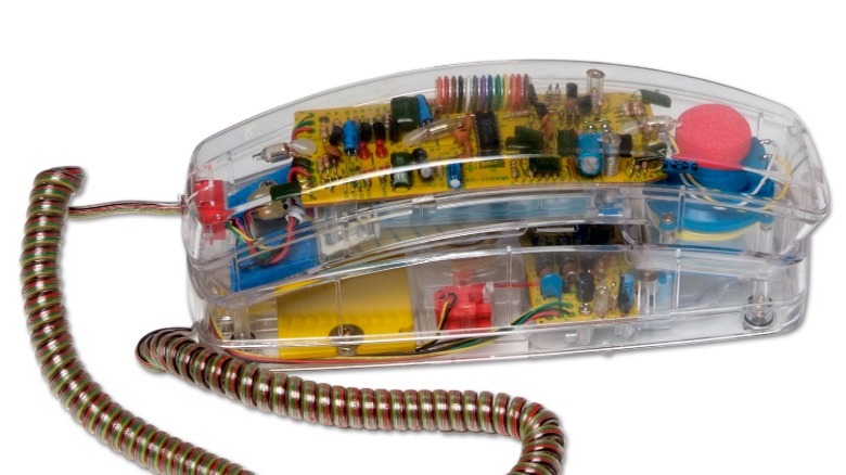 A transparent landline on a white background.