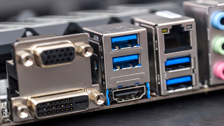 A number of different ports on a computer