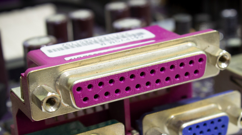 A magenta parallel port