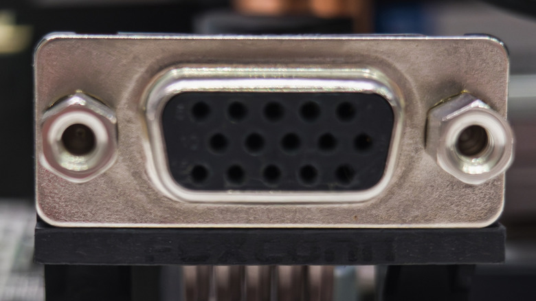An old school blue VGA plug