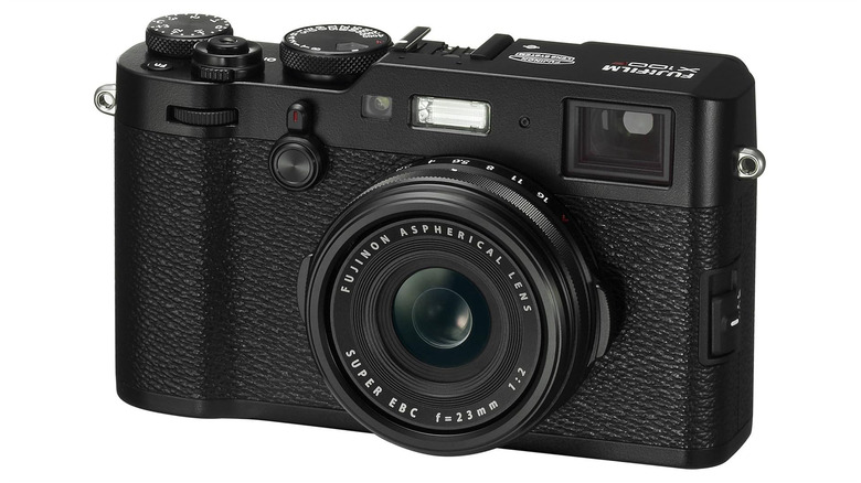 The Fujifilm X100F against a white background