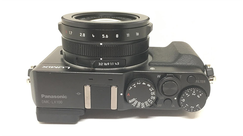 The Panasonic Lumix LX100 against a white background