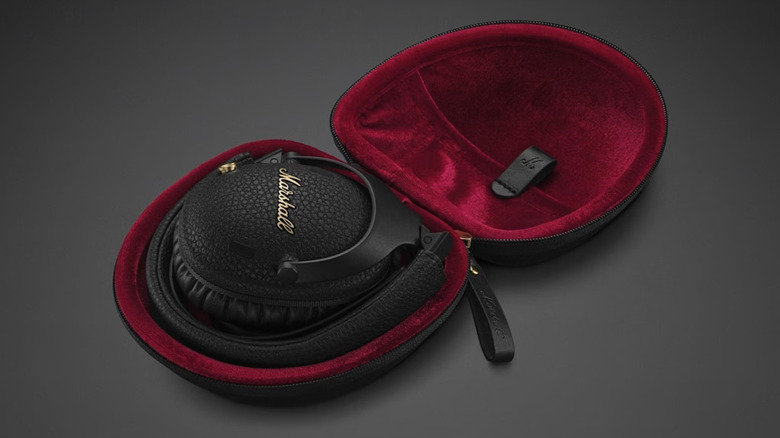 Marshall Monitor III A.N.C. headphones inside an open carrying case.