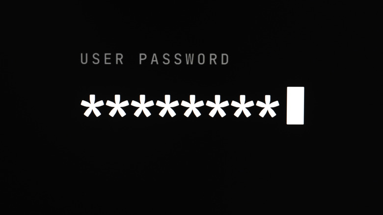 A screen for entering a password