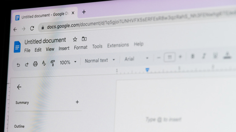 Google Docs online document writing program