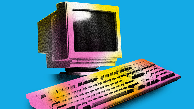 Colorful art print of a retro computer