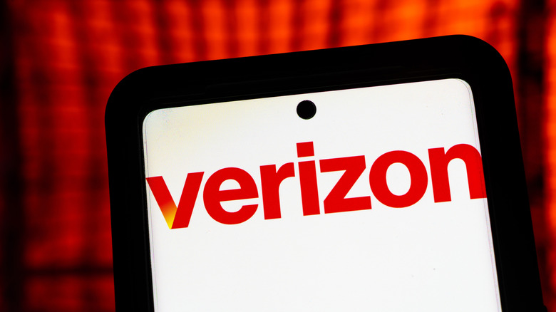 A phone displaying Verizon logo