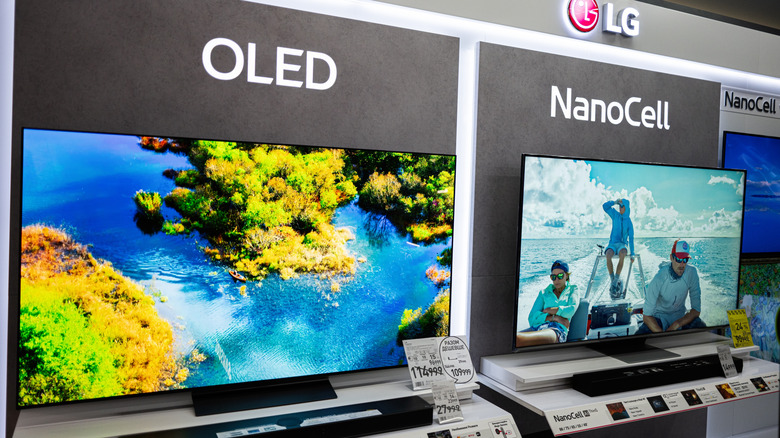 An OLED and TV being displayed next to a type of LCD TV called NanoCell