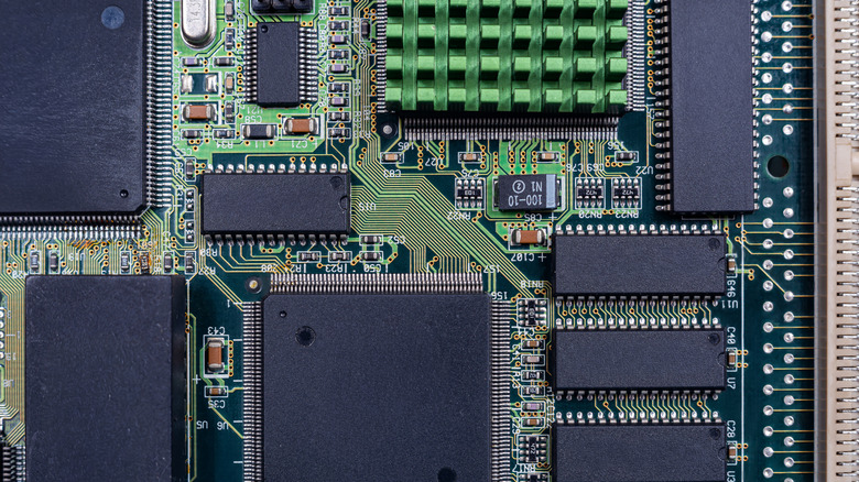 A close of picture of a computer motherboard