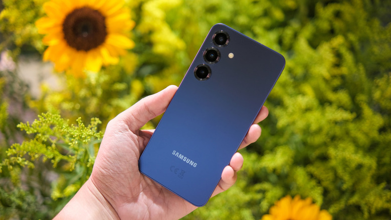 The Galaxy S25 Plus in hand.