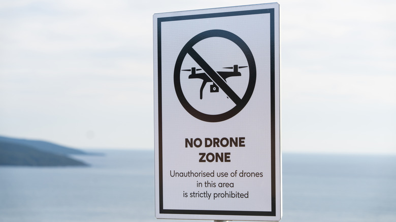 A sign denoting a No Drone Zone.