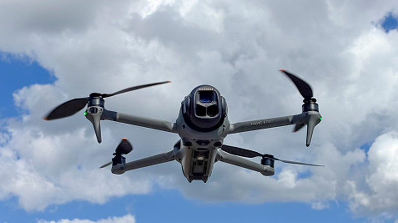 A drone flying in the air.