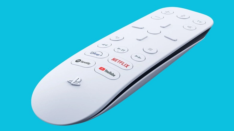 PlayStation 5 Media Remote with dedicated Netflix, YouTube, Spotify, and Disney+ buttons.