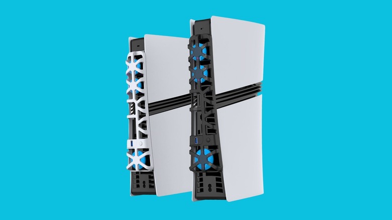 External cooling fans attached to the back of PlayStation 5 consoles.