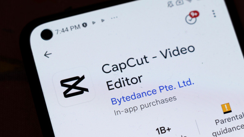 Image of a phone showing CapCut's store page