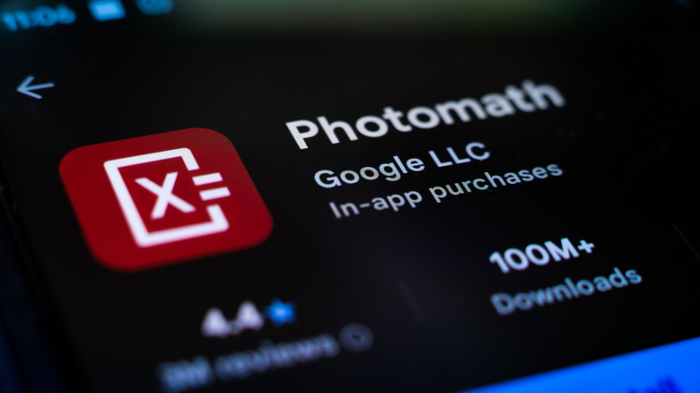 Google's Photomath app on a smartphone