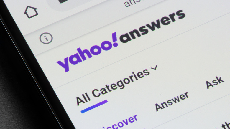 A photo of Yahoo! Answers on a smartphone.