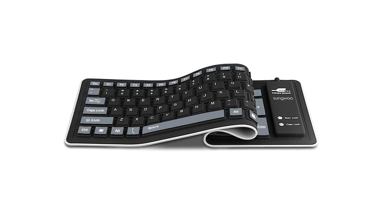 Silicone keyboard on a white background