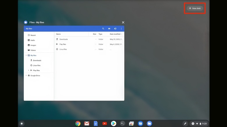 Official example of how to create a new Virtual Desk on Chromebook