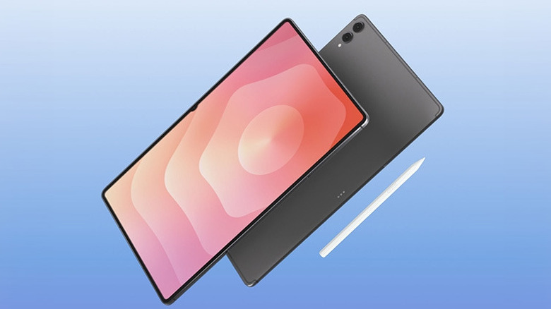 Samsung Galaxy Tab S11 Ultra with S Pen shown on a blue background.