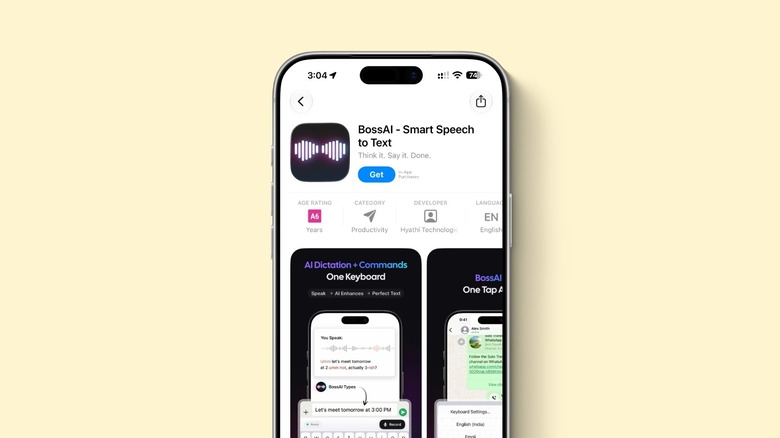 Mockup of iPhone with an app page open in the App Store