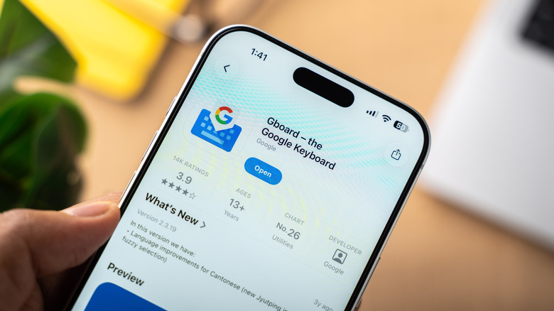 Google keyboard or Gboard logo is displayed on the screen of a smartphone, in Bangalore, India