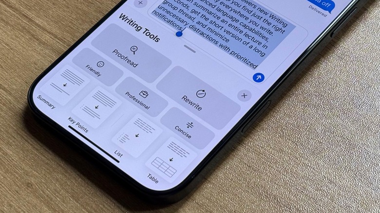 Close-Up shot of iPhone Writing Tools feature