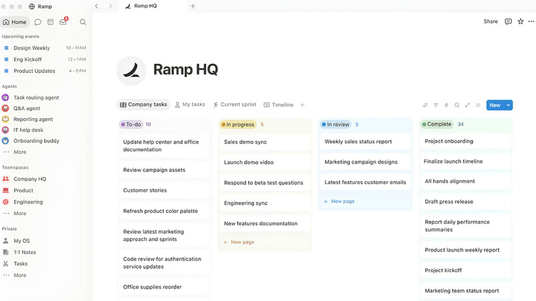 An example of Notion runing in a day-to-day business